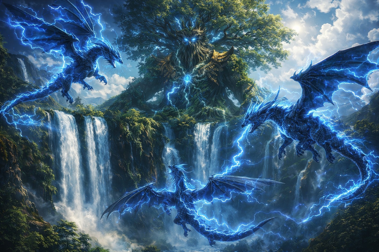 Lightning Dragons at Sacred Waterfall Pyramid — Dragon Rides Event